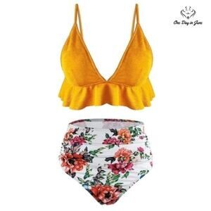 SS Queen Ruffle High Waist Bikini Swimsuit Size XL